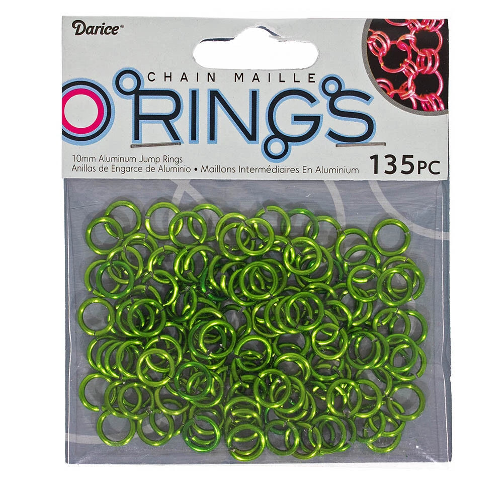 Darice Chain Maille Aluminum Jump Rings - Green, 10 mm (135 Pack)