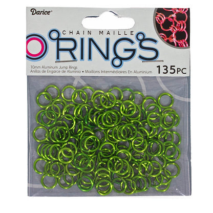 Darice Chain Maille Aluminum Jump Rings - Green, 10 mm (135 Pack)
