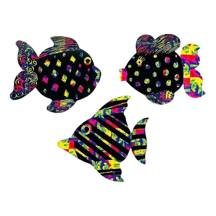 Scratch Art Fish Ornaments (24 Pack) - EconoCrafts