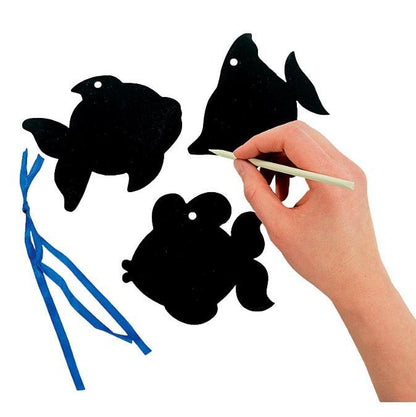 Scratch Art Fish Ornaments (24 Pack) - EconoCrafts