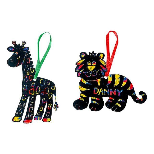 Scratch Art Safari Animals Ornaments (24 Pack) - EconoCrafts