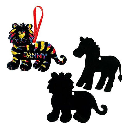 Scratch Art Safari Animals Ornaments (24 Pack) - EconoCrafts