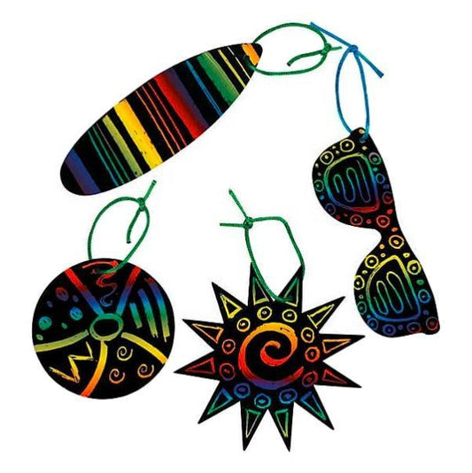 Scratch Art Tropical Ornaments (24 Pack) - EconoCrafts