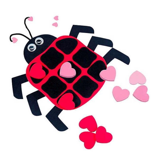 Ladybug Valentine Tic-Tac-Toe Craft Kit (12 Pack) - EconoCrafts