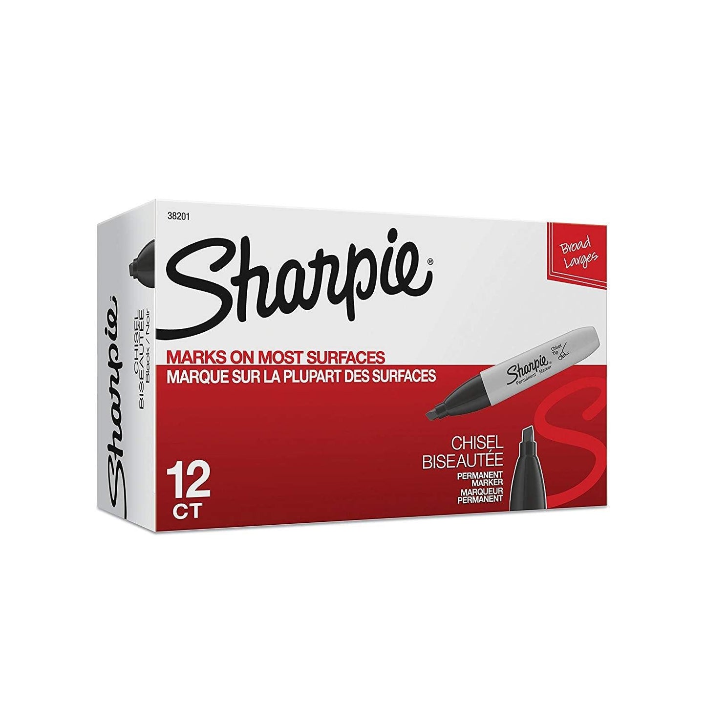 Sharpie Chisel Tip Markers - Black (12 Pack) - EconoCrafts